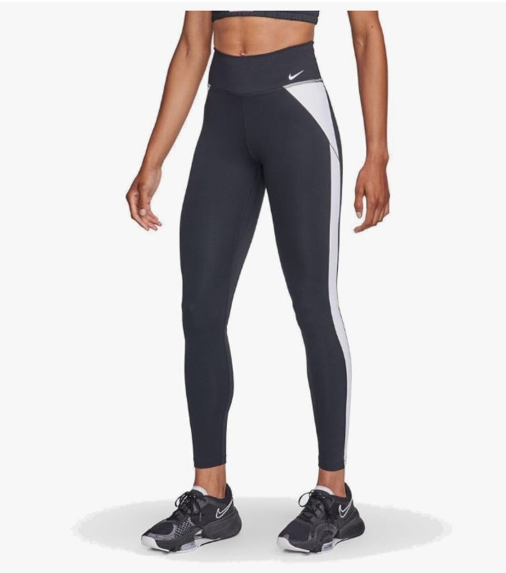 NIKE Women's One Full-length Leggings XS Black White Colorblock Mid-rise NWT